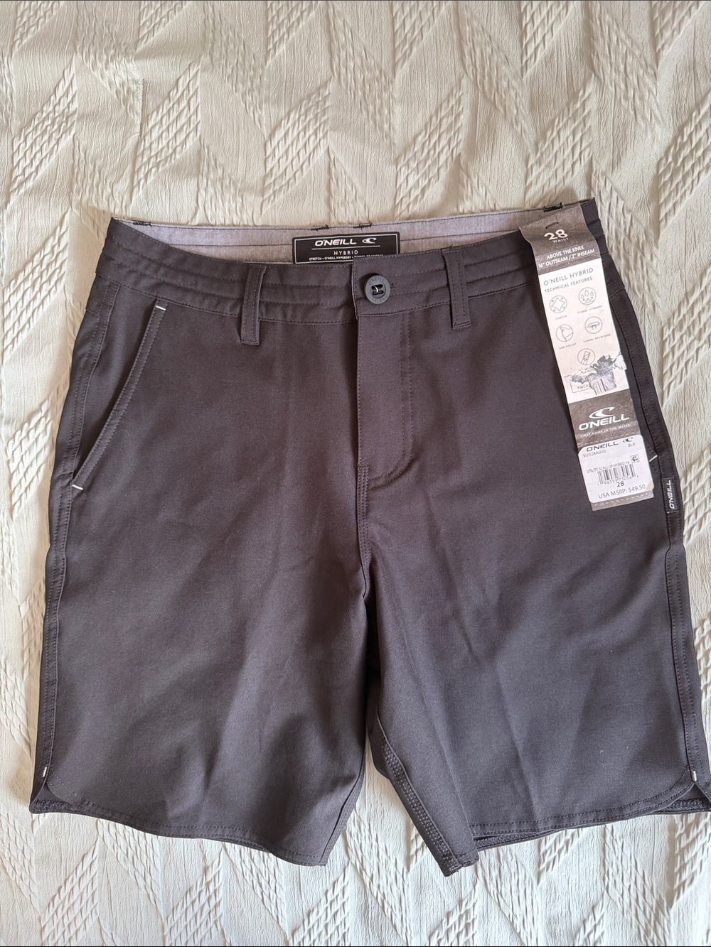 O'Neill Men's Flat Front Performance Shorts in Charcoal